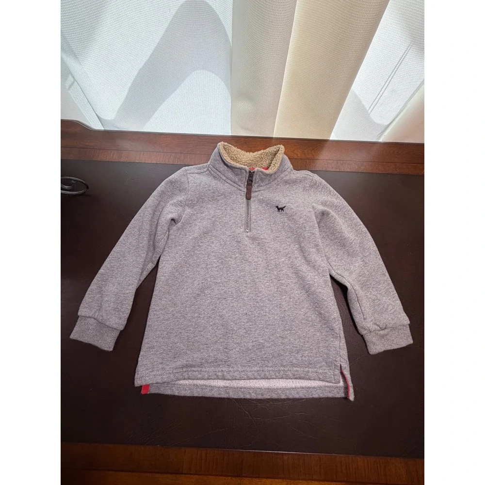 Carters Toddler Boys 5T Gray Quarter Zip Sherpa Fleece Pullover Sweater 28411413
